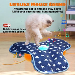 Giocattolo per gatti ricaricabile attivato dal movimento con la bacchetta di piuma che morde la caratteristica del giocattolo e che stuzzica il topo Kicker per l'intrattenimento al coperto - Product Image 4