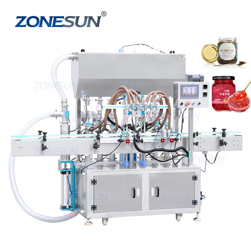 ZONESUN ZS-YT6T-6PXH साल्वे वैसलीन कॉस्मेटिक मरहम जार बाम मोटी सॉस मिश्रण और हीटिंग के साथ पेस्ट भरने की मशीन