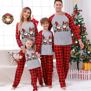 Ensemble de vêtements de détente pour la famille, style européen et américain, à motifs écossais de Noël, imprimé patchwork, pour l'hiver, tenue parent-enfant - Product Image 1