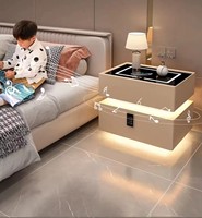 Table de chevet de luxe 2025 en bois simple avec chargement sans fil et tiroir de rangement – Prix usine