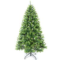 Sapin de Noël pré-éclairé personnalisé OEM/ODM, arbre artificiel floqué en PE à charnières avec cônes de pin et support métallique