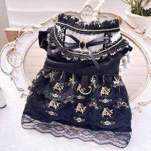 <b>Cat</b> And Dog <b>Clothes</b> Spring Summer Gothic Gold Thread Dress For Small Medium Dogs Bichon Frise Pomeranian Elegant Skirt - Product Image 1