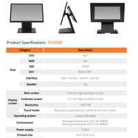 Terminal de point de vente tactile pliable à double écran Rongta OEM personnalisé en alliage d'aluminium 15,6 pouces Linux/Android/Windows