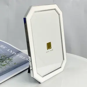 Elegant Silver Metal Photo Frames With Velvet Easel Tabletop Decorations Epoxy Picture Frame