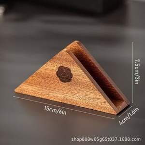Porte-mouchoirs en bois personnalisé, forme triangulaire, bois massif, design rustique, support autoportant pour salle de bain d'hôtel - Product Image 3