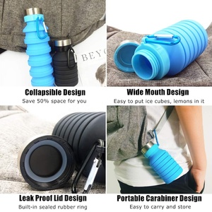 Carabiner Reusable Silicone Foldable <strong>Water</strong> <strong>Bottles</strong> Gym Camping Hiking Portable Leak Proof Sports <strong>Water</strong> Collapsible <strong>Water</strong> <strong>Bottle</strong> - Product Image 5