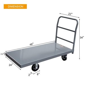 48 "<span class=keywords><strong>L</strong></span> x 24" W thép nền tảng Xe Tải 2000 lbs tải công suất nặng phẳng tiện ích đẩy giỏ hàng 6 "cao su bốn bánh OEM - Product Image 2