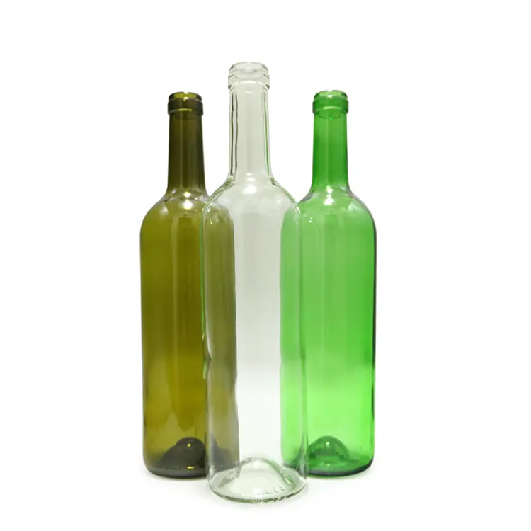 Vide 750ml bouteilles en verre de vin en verre vert antique/clair transparent personnaliser OEM