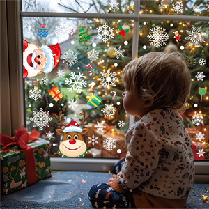 Venta caliente barato Feliz Navidad ventana pegatina Santa Claus y muñeco de nieve calcomanías de pared <span class=keywords><strong>para</strong></span> centros comerciales - Product Image 2