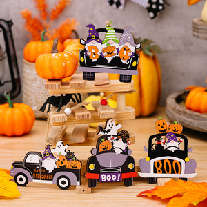 Halloween Wooden <b>Car</b> Ornaments Pumpkin Ghost BOO <b>Decor</b> Indoor Outdoor Party Props Handmade Screen Printing - Product Image 4