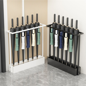 Support mural moderne pour parapluies, capacité 10 parapluies, en fer, pour maison, hôtel, école, entrée, noir, blanc, or - Product Image 2