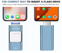 Stik USB Flash Drive 4-in-1 128GB, untuk ponsel Android, komputer, PC-mudah, Penyimpanan Data & berbagi dengan antarmuka USB 2.0
