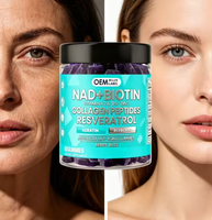 Complément alimentaire NAD+ Resvératrol Berbérine Biotine Collagène Kératine Zinc Vitamine K2 D3 sous forme de bonbons mous pour les soins des ongles, de la peau et des cheveux des adultes
