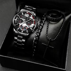 Set Combinato Transfrontaliero Business All'Ingrosso Orologio da <span class=keywords><strong>Uomo</strong></span> Popolare Classico Sportivo con Cinturino in Lega di Zinco e Quadrante con Calendario - Product Image 2