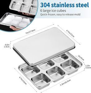 Bacs à glaçons en acier inoxydable avec 6 compartiments - Démoulage facile, sans plastique, zéro déchet - Product Image 2