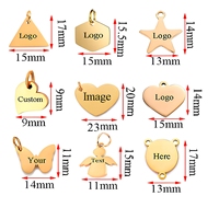 Pendentif personnalisé en acier inoxydable plaqué or 18 carats, étanche, en forme de disque cœur, avec breloques lettres pour la fabrication de bijoux