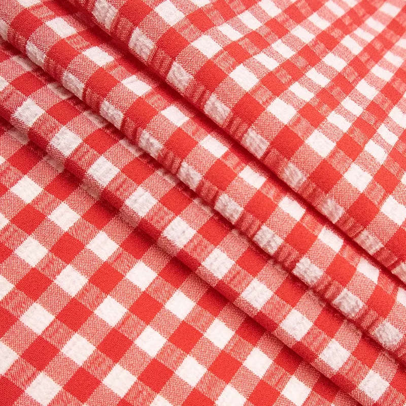 Farbig gefärbter Gingham atmungsaktiver Karo-Spandex-Nylon-Mix aus Polyester-Bade bekleidung für Kleider-und Mode oberteile