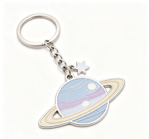 Llavero de Esmalte Personalizado con Planeta Rosa, Anillo para Llaves de Aleación de Zinc con Sistema Solar, Regalo con Temática Espacial, Recuerdo - Product Image 1