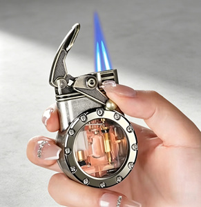 Briquet torche double flamme vintage en métal, rechargeable au butane, coupe-vent, pour cigares, avec logo personnalisé, cadeau d'affaires, vente en gros - Product Image 4