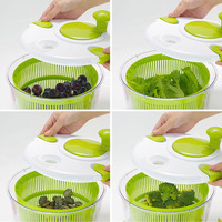 Newell Handmatige Salade Droger met Transparante Kom en Groene Handgreep, Ideaal voor het Wassen en Uitdrogen van Groenten en Fruit in de Keuken