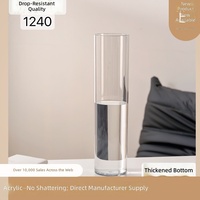 Großhandel Quadratische Runde Zylindrische Hohe Klare Acryl-Blumenvase, Langes Plastikgefäß für Hochzeits-Tischdekoration