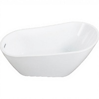 Baignoire ovale autoportante moderne en acrylique blanc brillant de luxe, écologique, capacité 50-59 gallons, pour salle de bain