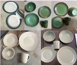 Juego de Vajilla de Cerámica Clásica con Diseño de Grabado de Plantas, Apto para Lavavajillas, para 4 Personas, Platos Redondos Blancos, Tazones y Tazas - Product Image 6