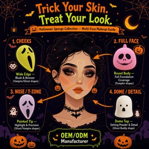 Juego de Esponjas de <span class=keywords><strong>Maquillaje</strong></span> JLY para <span class=keywords><strong>Halloween</strong></span>, <span class=keywords><strong>con</strong></span> Forma de Calabaza, Fantasma, Vampiro y Lágrima, Personalizables, Kit de Regalo para Compradores al por Mayor de Marca Privada - Product Image 6