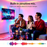 Bande lumineuse intelligente RGBIC à intensité variable avec micro sensible intégré, compatible avec Alexa/Google, application Tuya, contrôle Bluetooth 12/24V pour la maison IP44