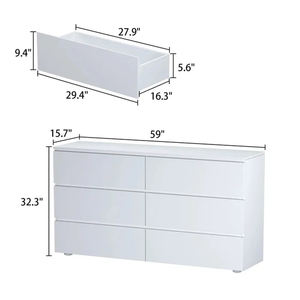 Meuble de salon moderne multifonctionnel, armoire de rangement à 6 tiroirs, table de chevet pour chambre à coucher, <span class=keywords><strong>commode</strong></span> en <span class=keywords><strong>bois</strong></span> <span class=keywords><strong>blanc</strong></span> - Product Image 3