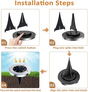 8 Led không thấm nước ấm trắng năng lượng mặt trời đĩa đèn IP65 cho Pathway Patio vườn ngoài trời chiếu sáng cảnh quan - Product Image 3