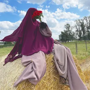 RTS 2022 Jilbab Khimar, Pakaian Muslim Tradisional Tiga Lapis Hijab Instan Dalam Islam Jilbab untuk Wanita Muslim