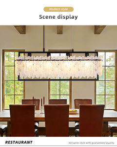 Lámpara de Araña Moderna de Cristal de Lujo con Altura Ajustable y Control Táctil para Sala de Estar de Villa, Compatible con Aire Acondicionado - Product Image 2