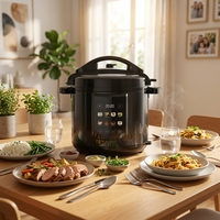 Cuisinière électrique multifonctionnelle 8-en-1 en acier inoxydable 6L avec affichage numérique LED et contrôle à une touche antiadhésif