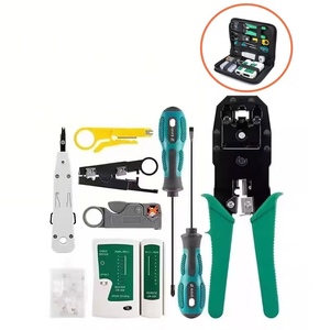LAN UTP cavo di rete Tester <span class=keywords><strong>Kit</strong></span> RJ45 connettore filo Stripper cacciavite pinze pinze alimentato a mano OEM Set di strumenti personalizzabili - Product Image 3