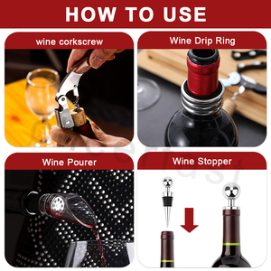 <span class=keywords><strong>Kit</strong></span> de 4 outils à vin le plus vendu : Collier anti-goutte pour vin, tire-bouchon, aérateur verseur de qualité alimentaire et bouchon à vin - Product Image 6
