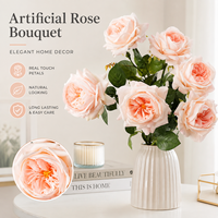 Bunga Mawar Juliet Artificial Real Touch 7 Tangkai Bunga Sutra Imitasi untuk Dekorasi Pernikahan, Rumah, Fotografi, Pesta, dan Rangkaian Centerpiece