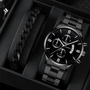 Set de Regalo de 2 Relojes de Cuarzo <span class=keywords><strong>para</strong></span> Hombre con Brazalete de Acero Inoxidable, <span class=keywords><strong>para</strong></span> el Día del Padre, Graduación, Jubilación, <span class=keywords><strong>para</strong></span> Papá - Product Image 3
