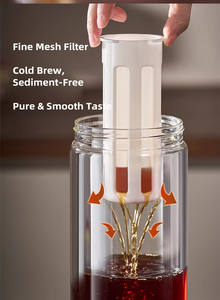 <span class=keywords><strong>Cafetera</strong></span> Francesa <span class=keywords><strong>de</strong></span> Vidrio Borosilicato, 1.9L <span class=keywords><strong>de</strong></span> Capacidad, Diseño Moderno, Ecológica, <span class=keywords><strong>con</strong></span> <span class=keywords><strong>Filtro</strong></span> Manual para Té Helado/Jugo - Product Image 5