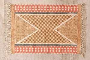 Aztec Bohemian Cotton Dhurrie Rug Hand <b>Block</b> Printed Indian Area Carpet Floor Rug Home Decor - Product Image 2