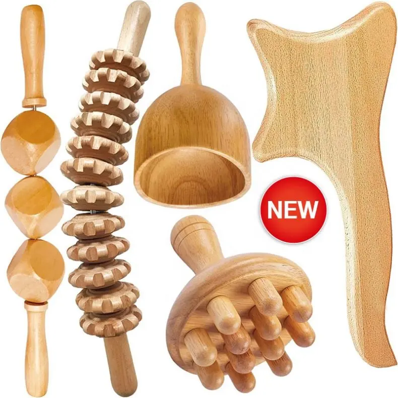 2023 Self Massage Tools Neck Machine Stick Body Shaping Wooden Cellulite Massage Roller Set Stick Wood Therapy Massage Tool