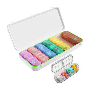 กล่องใส่ยาแบบรายสัปดาห์ 14 ช่อง พร้อมฝาปิดล็อค ดีไซน์ AM-PM สีขาว ขายดี - Product Image 1