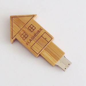 Regalos Creativos de Promoción de Agencias Inmobiliarias, Memoria USB de Bambú con Forma de Casa y Logotipo Impreso, Interfaz USB 2.0 y 3.0 - Product Image 3