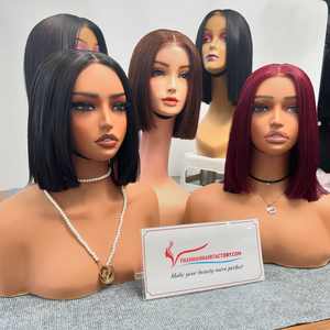 Vietnamese bob Wig Human Hair Extension Bone Straight Natural Black Color <b>Lace</b> <b>Closure</b> 2x4 Middle Part - Product Image 2