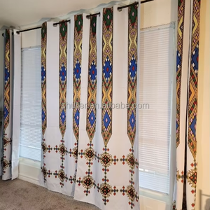 Ensemble de rideaux de salon traditionnels éthiopiens et érythréens personnalisés pour la fête de mariage, anniversaire, 3 pièces - Product Image 1