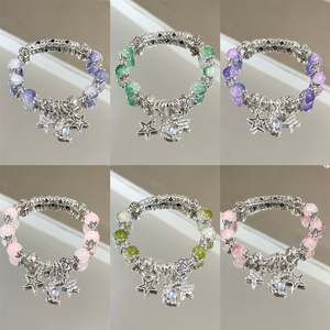 Pulseira de Cristal Fantasia com Charme de Estrela da Lua, Pérola e Contas de Vidro Coloridas para Meninas, Mulheres e Estudantes, Presente de Amizade - Product Image 3