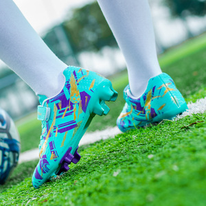 Chaussures de football pour enfants pour garçons et filles, <span class=keywords><strong>crampons</strong></span> TF avec velcro, tige synthétique respirante, chaussures d'entraînement antidérapantes - Product Image 2