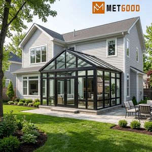 METGOOD - Invernadero de Aluminio y Vidrio Insonorizado para Jardín, Oficina o Terraza, Espacio de Trabajo Remoto para Tres Estaciones - Product Image 6
