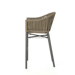 Conjunto de Muebles de Exterior Cómodos, Juego de Bar con Tejido de Cuerda, Silla Alta de Aluminio - Product Image 3