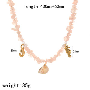 Versatile collana di gioielli in stile spiaggia ghiaia conchiglia ciondolo lunga catena per clavicola da donna - Product Image 6